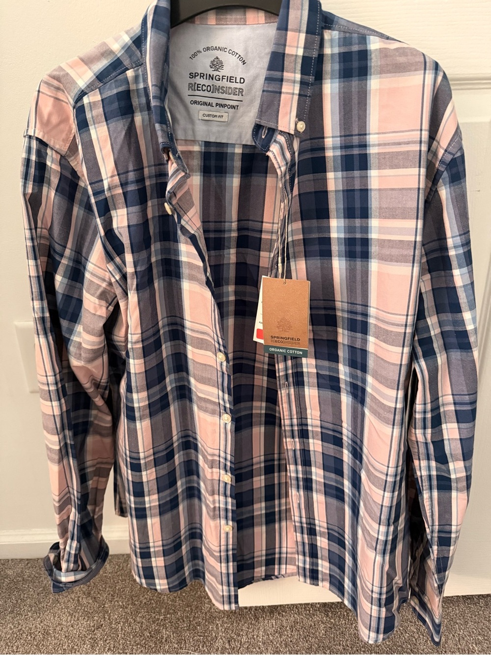 NWT Pink & Navy Plaid Button-Down Shirt